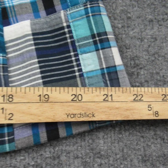 Talbots Blazer Womens 10 Blue Patchwork‎ Madras Plaid Cotton Two Button Lined - Picture 15 of 16